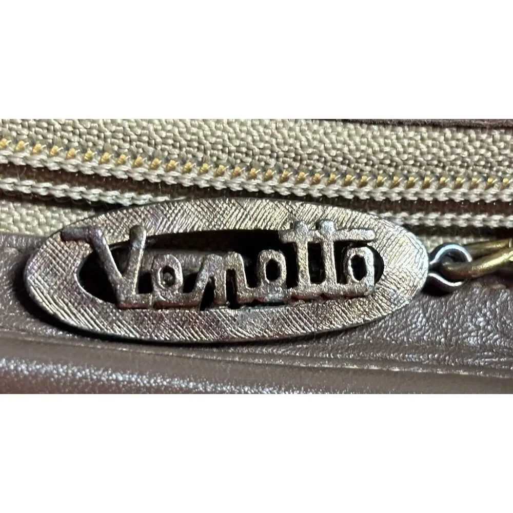 Vintage Venetto Purse Handbag Beige Leather Snake Skin Zip Closure Rare Classic